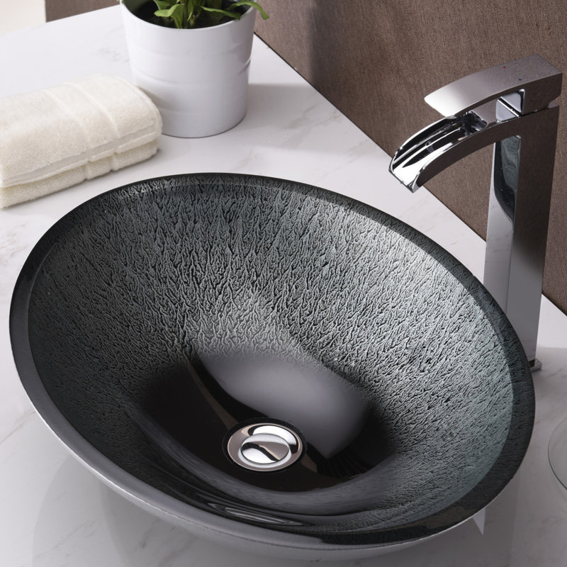 Egret Series Blue Oval Vessel Bathroom Sink Joss & Main